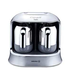 Korkmaz Kahvekolik Twin Inox/Chrome Automatic Turkish Coffee Machine