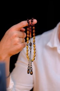 Süzme Renk Litvanya Kaya Damla Gümüş Tesbih – El Yapımı, Doğal Taş, Gümüş İşçilik