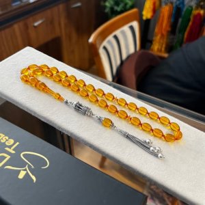 Hanedan Serisi Yeni Ateş-i Kehribar Tesbih – El Yapımı, Doğal Taş, Şık ve Zarif Tasarım