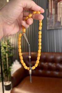 Diamond Gümüş Serisi Ateş-i Sıkma Kehribar Tesbih – Özel Tasarım El Yapımı