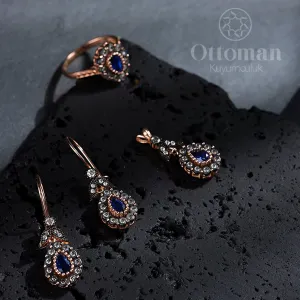 Gümüş Bayan Safir Takım – 925 Ayar El Yapımı Özel Tasarım