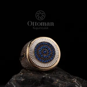 Gümüş takılar ve yüzükler ve aksesuarlar  925 Ayar gümüş  Özel tasarım el sanatı yüzükler ve diğer takılar Dokulu Mavi Taşlı