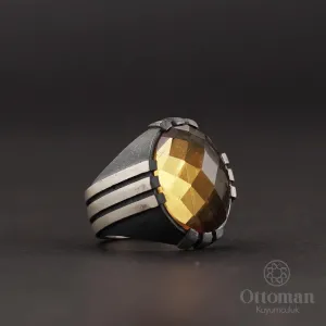 Gümüş takılar ve yüzükler ve aksesuarlar  925 Ayar gümüş  Özel tasarım el sanatı yüzükler ve diğer takılar 7 Renk Deği̇şti̇ren Zultani̇t Taşlı Pençe Model Gümüş Erkek Yüzük