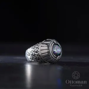 Özel Tasarım Mistik Topaz Gümüş Yüzük 925 Ayar Gümüş