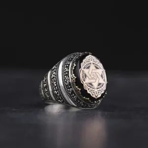 Gümüş takılar ve yüzükler ve aksesuarlar  925 Ayar gümüş  Özel tasarım el sanatı yüzükler ve diğer takılar Aşk Mührü Gümüş Erkek Yüzük