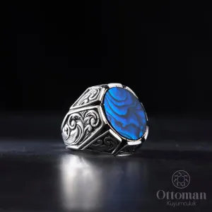 Gümüş takılar ve yüzükler ve aksesuarlar  925 Ayar gümüş  Özel tasarım el sanatı yüzükler ve diğer takılar Deni̇z Sedefi̇ Taşlı Gümüş Yüzük