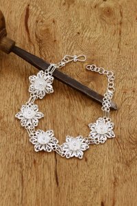 Gümüş takılar ve aksesuarlar - bilezik ve bileklik Çiçek Modeli Telkari İşlemeli Gümüş Bileklik 284