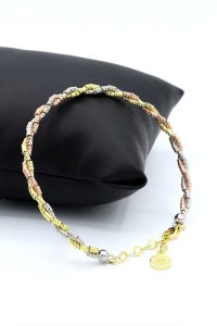 Gümüş takılar ve aksesuarlar - bilezik ve bileklik Örgülü Altın Yaldızlı Roz Gümüş Bilezik 222