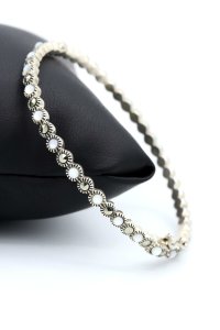 White Mother of Pearl Markazit Silver Bracelet 025