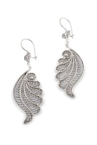 Gümüş takılar ve aksesuarlar - bayan küpeler Telkari İşlemeli Gümüş Küpe 242