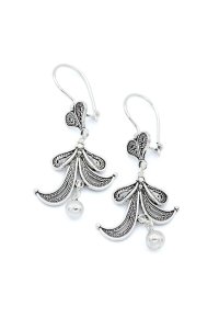 Gümüş takılar ve aksesuarlar - bayan küpeler Telkari İşlemeli Gümüş Küpe 277