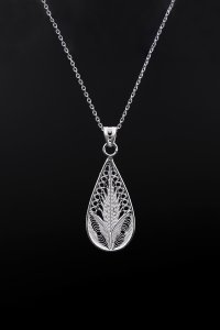 Gümüş takılar ve aksesuarlar - bayan küpeler Damla Modeli Telkari Gümüş Kolye 232