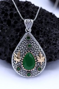 Gümüş takılar ve aksesuarlar - bayan küpeler Damla Modeli Telkari Gümüş Kolye 399