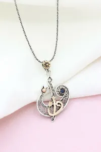 Gümüş takılar ve aksesuarlar - bayan küpeler Elif & Vav Telkari İşlemeli Gümüş Kolye 454