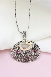 عقد فضة بتقنية الفيلجري على شكل حرف "فاف" 458