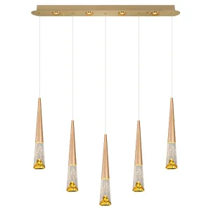 Özcan Lighting 2816-5AS 5-Light Linear Decorative LED Chandelier