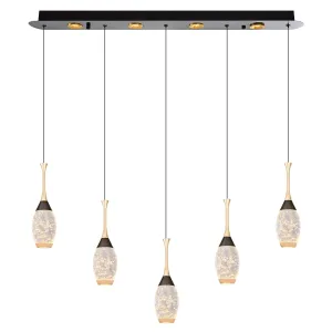 Özcan Lighting 2819-5AS 5-Light Linear Decorative LED Chandelier