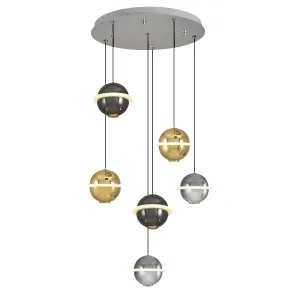 Özcan Lighting 3126-6A 6-Lights Mixed Color LED Pendant Chandelier