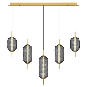 Özcan Lighting 3227-5AS 5-Lamp Row LED Pendant Chandelier