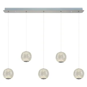 Özcan Lighting 4134-5AS Mercury 5-Light Linear LED Pendant Chandelier