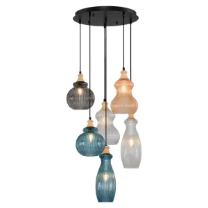 Özcan Lighting 4739-6A 6-Light Glass Pendant Chandelier