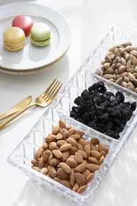 Paşabahçe Glass Homeware Products and Gift Glassware Collections Glamis Glass Cage 3-Compartment Rectangular Serving Tray