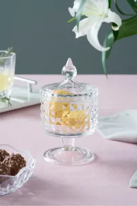 Paşabahçe Glass Homeware Products and Gift Glassware Collections Glamis Glass Vera Model Cookie Jar with Lid