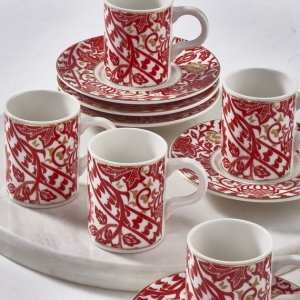 طقم فناجين قهوة تركي غورال بورسلين أتينا 12 قطعة 6 أشخاص من بون