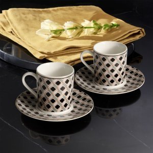 طقم فناجين قهوة غورال بورسلين 12 قطعة 6 أشخاص أخضر