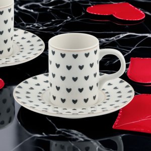 طقم فناجين قهوة غورال بورسلين أتينا 100 مل مع صحن فنجان بعلامة 6656