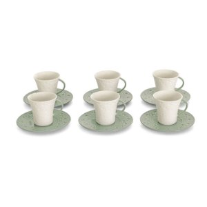 Güral Porcelain Moon 12-Piece 6-Person Bone Turkish Coffee Set