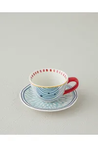 طقم فناجين القهوة English Home Coachella Mix من ستونوير، طقم مكون من 4 قطع لشخصين باللون الأزرق-التيراكوتا