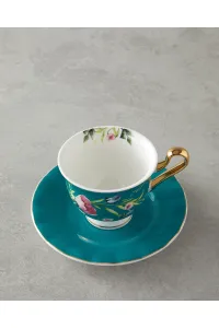 English Home Vanilla New Bone China 4-Piece 2-Person Tea Cup Set Turquoise