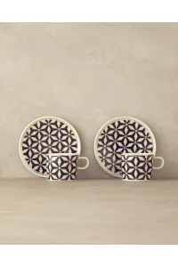 طقم فناجين الشاي English Home Modern Sense من بون الصين، طقم مكون من 4 قطع لشخصين باللون الأسود