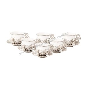 طقم شاي وقهوة نحاسي أصيل. أطقم شاي - قهوة هدايا. طقم تقديم مزخرف بالحجارة – بدون صينية