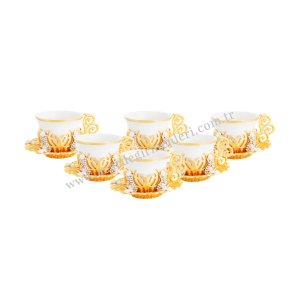 Authentic Copper Tea and Coffee Cup Sets. Gift Tea - Coffee Cup Sets. Six-Piece Stone Presentation Set – Without Tray