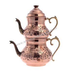 طقم شاي وقهوة نحاسي أصيل. أطقم شاي - قهوة هدايا. إبريق شاي نحاسي – صغير منقوش