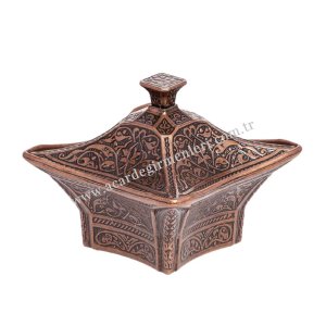 طقم شاي وقهوة نحاسي أصيل. أطقم شاي - قهوة هدايا. سكرية – كبير مربع