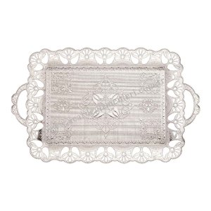 طقم شاي وقهوة نحاسي أصيل. أطقم شاي - قهوة هدايا. طقم شاي مع صينية – تصميم دانتيل