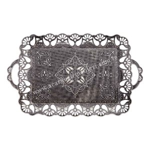 طقم شاي وقهوة نحاسي أصيل. أطقم شاي - قهوة هدايا. طقم شاي مع صينية – تصميم دانتيل