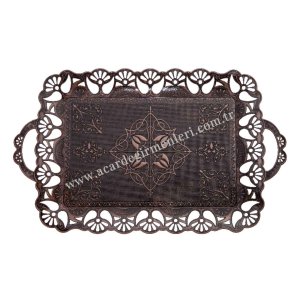 Authentic Copper Tea and Coffee Cup Sets. Gift Tea - Coffee Cup Sets. Six-Piece Tea Set with Tray – Lace Design