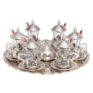 Authentic Copper Tea and Coffee Cup Sets. Gift Tea - Coffee Cup Sets. Tea Set with Tray and Spoons