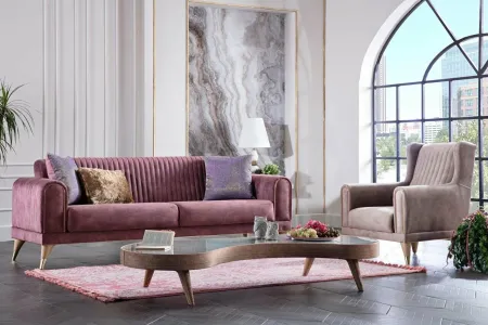 أريكة فينيس ثلاثية اللون وردي غامق