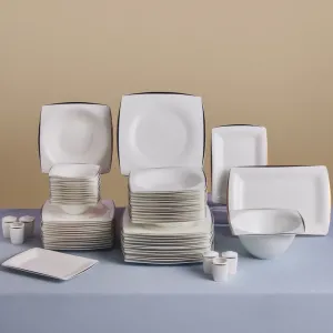 The Karaca Fine Pearl Agate 58-Piece 12-Person Dinner Set Platinum