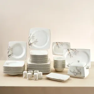 The Karaca Square Bone Autumn 60-Piece 12-Person Dinner Set Gold