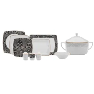 The Karaca Fine Pearl Şahmeran 62-Piece 12-Person Dinnerware Set Gold