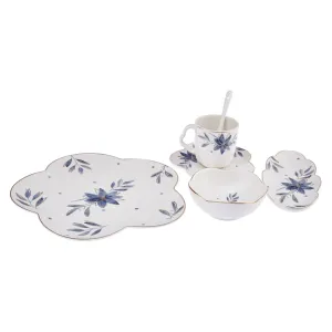 The Emsan Intense Blue Porcelain 32-Piece 6-Person Breakfast/Service Set