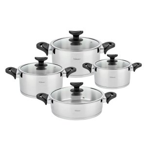 مجموعة قُدور (طناجر) ستانلس ستيل 8 قطع بقاعدة حرارية موديل فيغا ـ ماركة هيسار