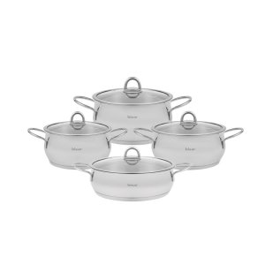 Hisar Mercury İdeal İndüksiyon Tabanlı 8 Parça Çelik Tencere Seti