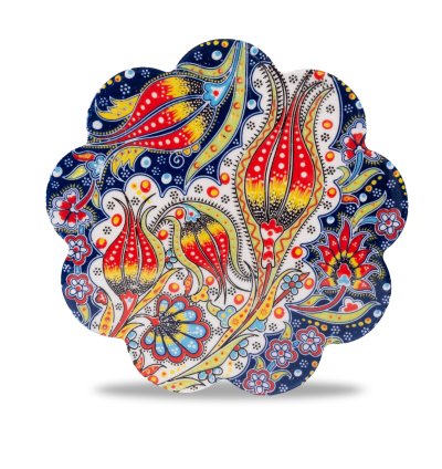 Kütahya El İşçiliği Çini & Seramik  desenli çaydanlık altı. 18 cm.